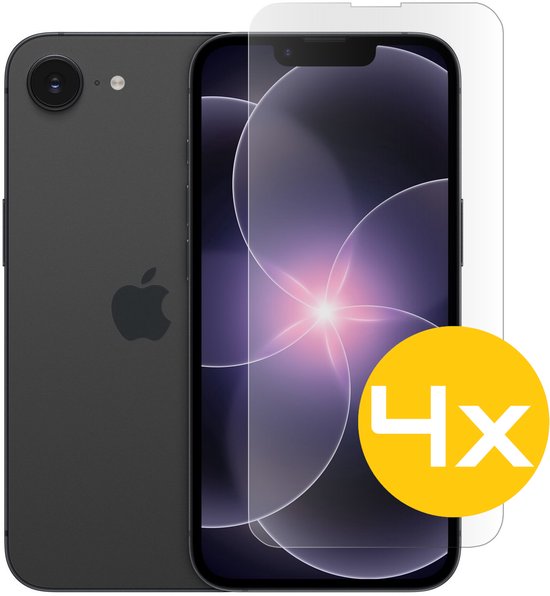 Screenprotector Geschikt Voor iPhone 17e / 16e - Glasplaat - Tempered Glass - 4 Stuks