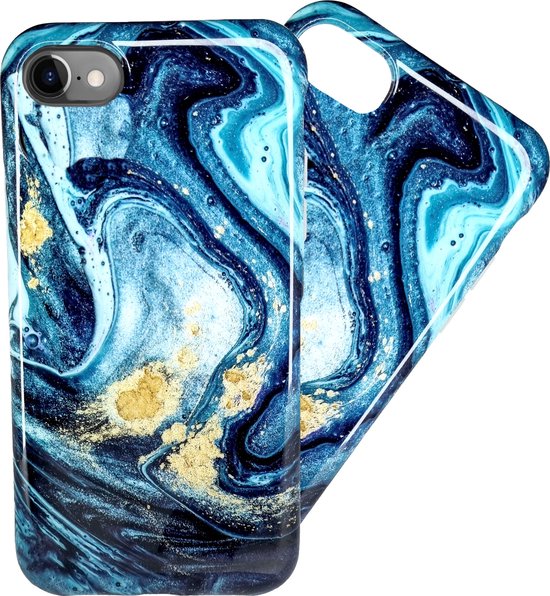 Luxe iPhone SE Hoesje | Siliconen Marmer Hoesje | Soft Back Cover Telefoonhoesje | Geschikt voor iPhone SE 2022 / 2020 / 8 / 7 / -