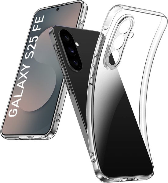 Hoesje en Screenprotector Combi Geschikt Voor Samsung S25FE (Fan Edition) - Transparant Hoesje + Premium Screenprotector