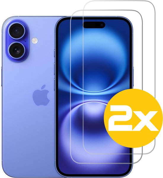 Screenprotector Geschikt Voor iPhone 16 Plus - Glasplaat - Tempered Glass - 2 Stuks