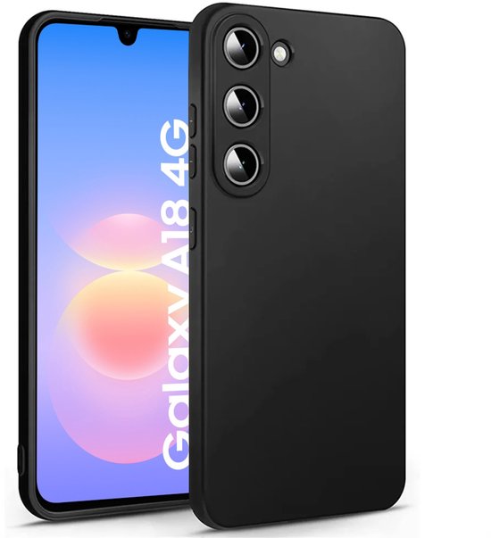 Zwart Hoesje Geschikt Voor Samsung Galaxy A18 - Zwarte Siliconen hoesje - TPU Back Cover Hoes - Zwart