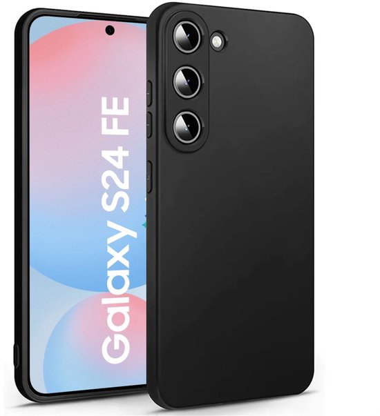 Zwart Hoesje Geschikt Voor Samsung Galaxy S24 FE (Fan Edition) - Zwarte Siliconen hoesje - TPU Back Cover Hoes - Zwart