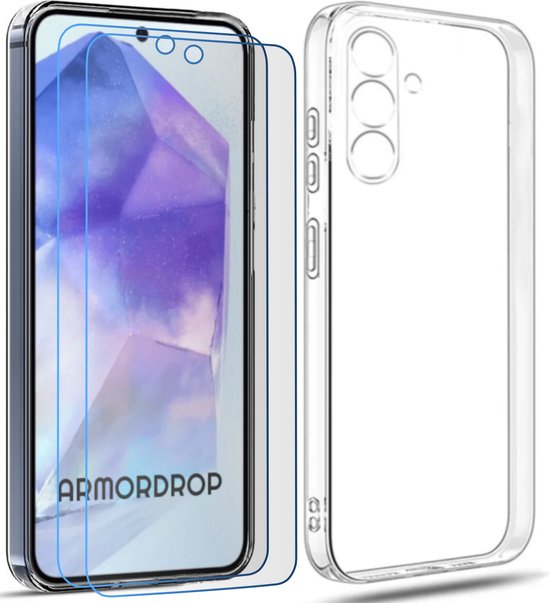 ArmorDrop Transparant Hoesje Inclusief 2x Screenprotector Geschikt Voor Samsung A55