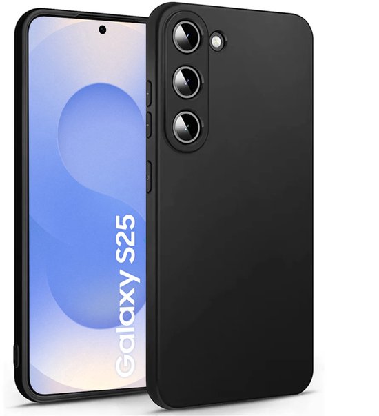 Zwart Hoesje Geschikt Voor Samsung Galaxy S25 - Zwarte Siliconen hoesje - TPU Back Cover Hoes - Zwart