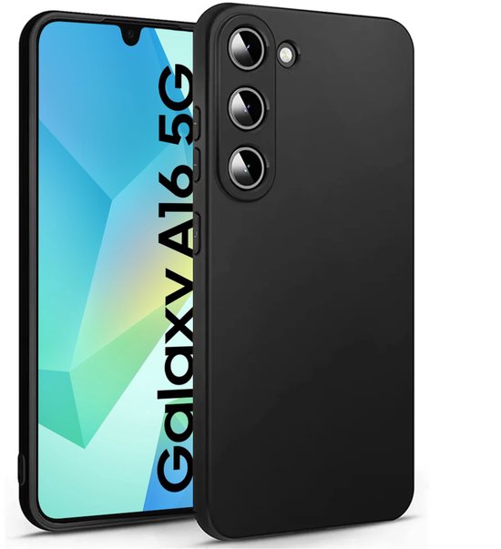 Zwart Hoesje Geschikt Voor Samsung Galaxy A16 - Zwarte Siliconen hoesje - TPU Back Cover Hoes - Zwart