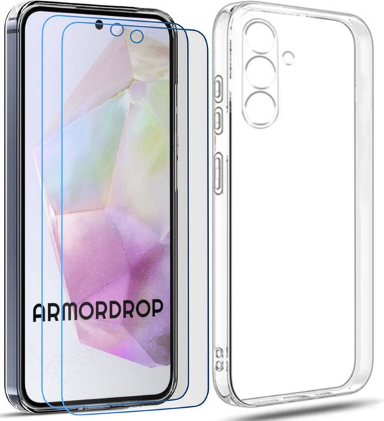 ArmorDrop Transparant Hoesje Inclusief 2x Screenprotector Geschikt Voor Samsung A35