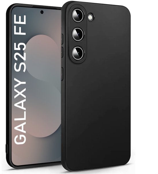Zwart Hoesje Geschikt Voor Samsung Galaxy S25FE (Fan Edition) - Zwarte Siliconen hoesje - TPU Back Cover Hoes - Zwart