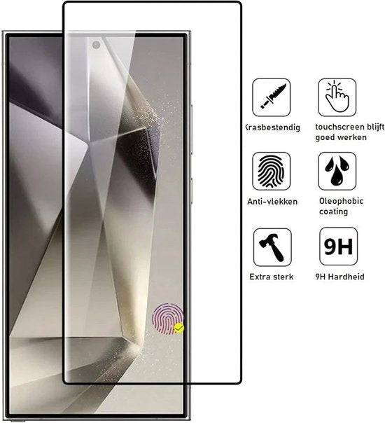 Full Cover Screenprotector Geschikt Voor Samsung S24 ULTRA - Volledige Beschermglas - PREMIUM Tempered Glass - 1 stuk