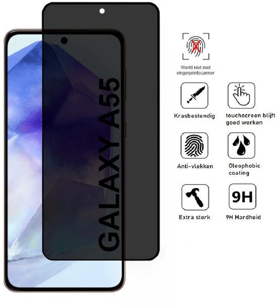 Privacy Screenprotector Geschikt Voor Samsung A55 - Volledige Beschermglas - 4 Stuks