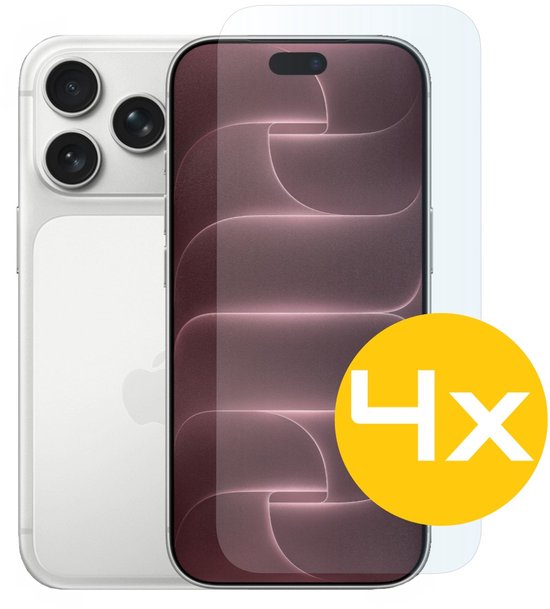 Screenprotector Geschikt Voor iPhone 18 Pro - Glasplaat - Tempered Glass - 4 Stuks