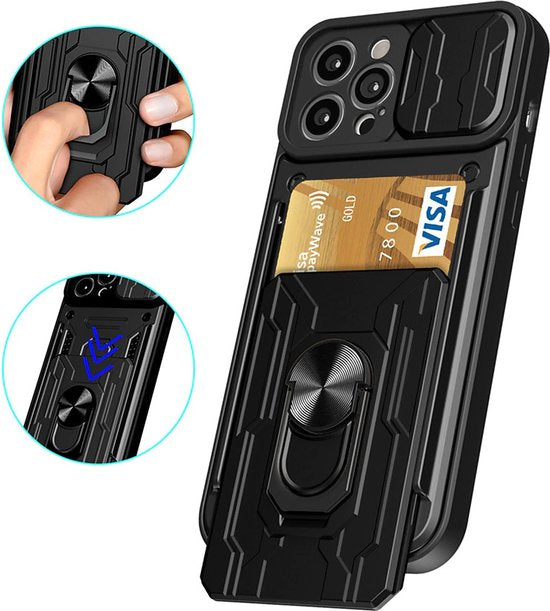 Lennexo Armor Hoesje Geschikt Voor iPhone 11 Pro Max - Extreme ShockProof Hoesje Met Pashouder - Ultra Hybrid Armour Case