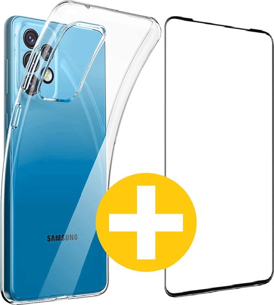 Hoesje en Screenprotector Combi Geschikt Voor Samsung A52 - Transparant Hoesje + Premium screenprotector