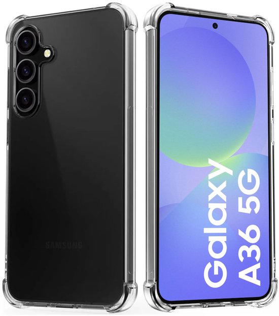 Hoesje en Screenprotector Combi Geschikt Voor Samsung A36 - Anti Shock Hoesje + 2x Screenprotector