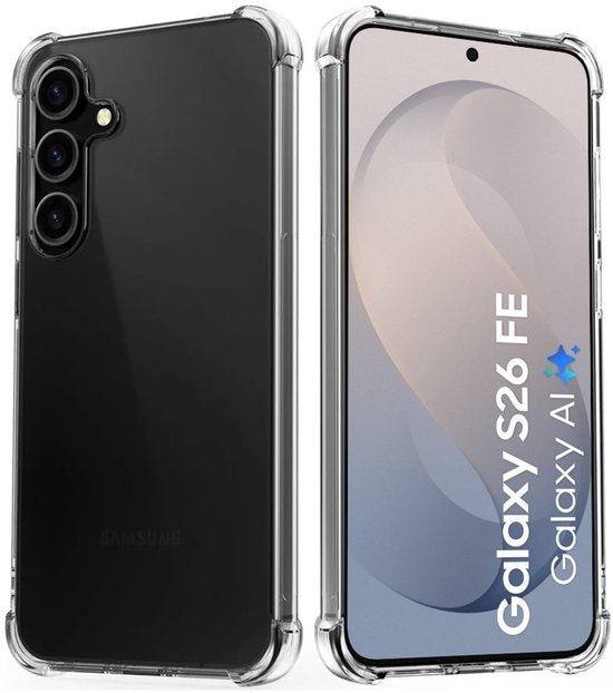 Anti Shock Hoesje Geschikt VoorSamsung Galaxy S26 FE (Fan Edition) - ShockProof Silicone Case - Transparant Back Cover
