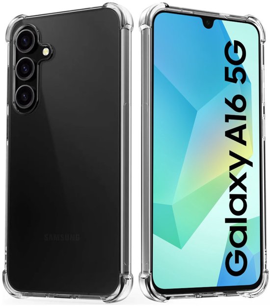 Hoesje en Screenprotector Combi Geschikt Voor Samsung A16 - Anti Shock Hoesje + 2x Screenprotector