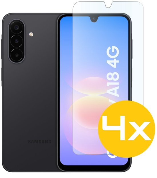 Screenprotector Geschikt Voor Samsung Galaxy A18 - Glasplaat - Tempered Glass - 4 Stuks