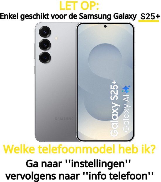 Pashouder Hoesje en Screenprotector Combi Geschikt Voor Samsung S25+ (S25 PLUS) - Pasjeshouder + Premium Screenprotector