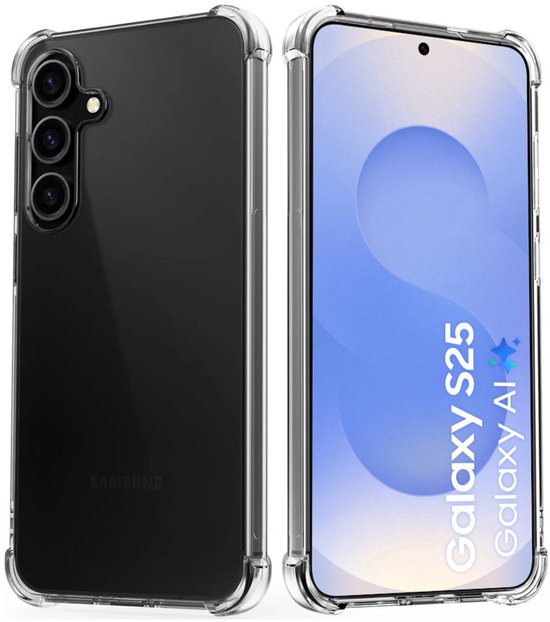 Anti Shock Hoesje Geschikt Voor Samsung Galaxy S25 - ShockProof Silicone Case - Transparant Back Cover