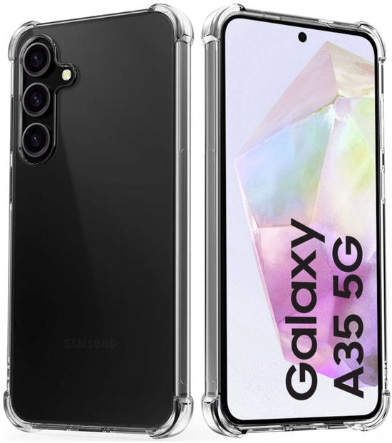 Hoesje en Screenprotector Combi Geschikt Voor Samsung A35 - Anti Shock Hoesje + 2x Screenprotector