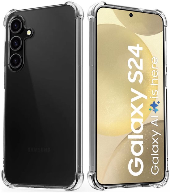 Hoesje en Screenprotector Combi Geschikt Voor Samsung S24 - Anti Shock Hoesje + 2x Screenprotector