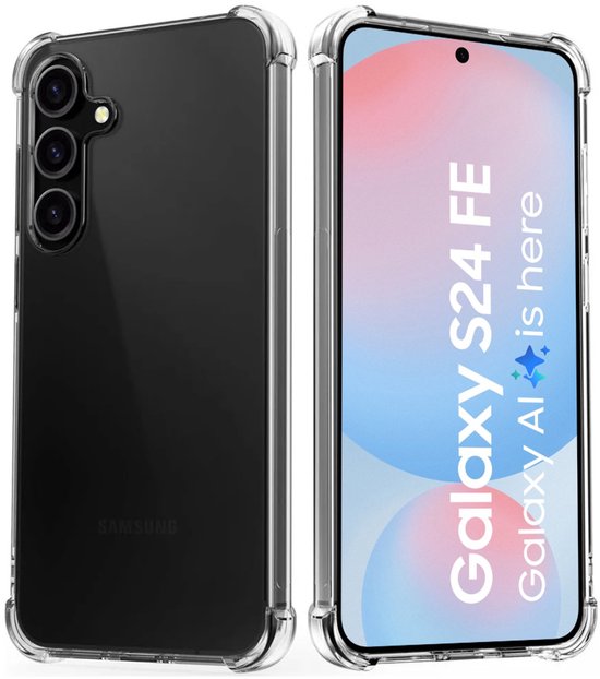 Hoesje en Screenprotector Combi Geschikt Voor Samsung S24 FE (Fan Edition) - Anti Shock Hoesje + 2x Screenprotector