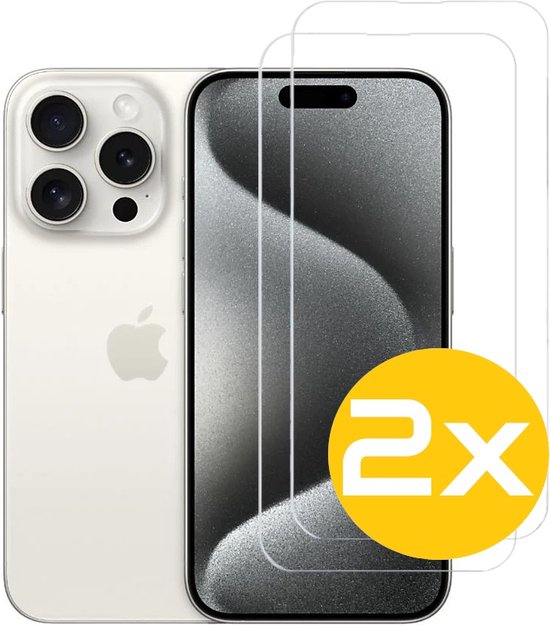 Screenprotector Geschikt Voor iPhone 15 Pro Max - Glasplaat - Tempered Glass - 2 Stuks