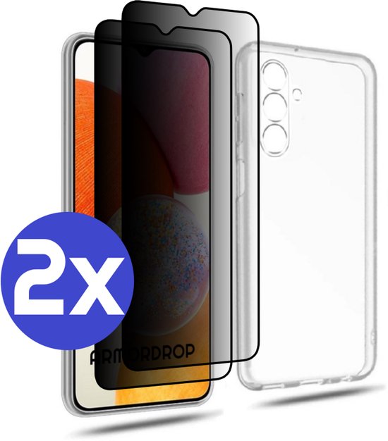ArmorDrop Transparant Hoesje Inclusief 2x Privacy Screenprotector Geschikt Voor Samsung A14