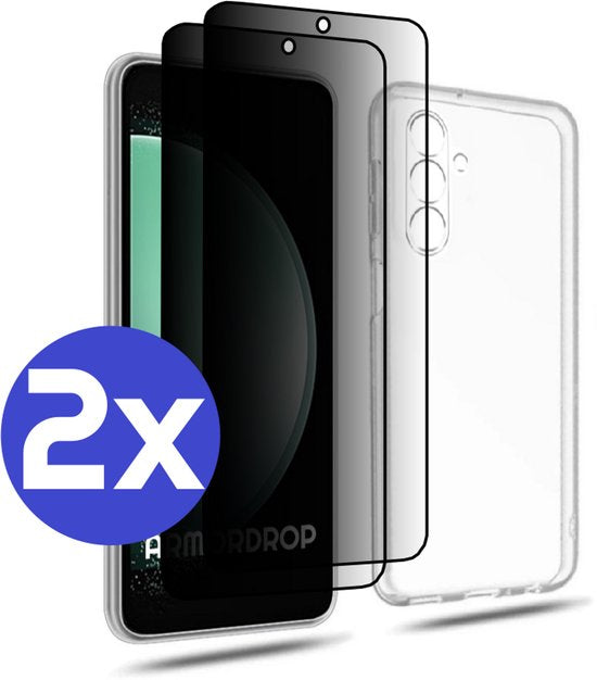 ArmorDrop Transparant Hoesje Inclusief 2x Privacy Screenprotector Geschikt Voor Samsung S23 FE (Fan Edition)