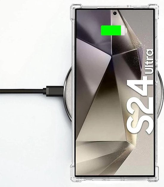 Lennexo Hoesje Met Pashouder Geschikt Voor Samsung S24 ULTRA - Transparant Siliconen Hoesje - Shockproof Case