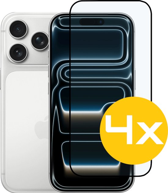 Full Cover Screenprotector Geschikt Voor iPhone 17 Pro Max - Volledige Beschermglas - PREMIUM Tempered Glass - 4 stuks
