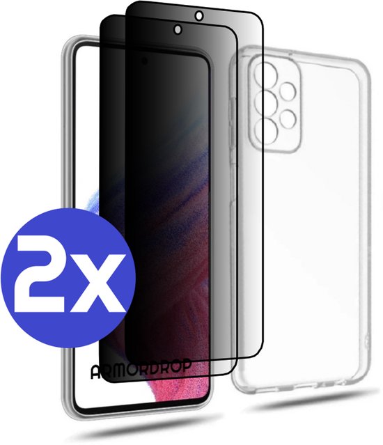 ArmorDrop Transparant Hoesje Inclusief 2x Privacy Screenprotector Geschikt Voor Samsung A55