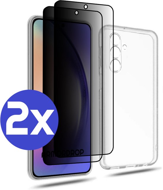ArmorDrop Transparant Hoesje Inclusief 2x Privacy Screenprotector Geschikt Voor Samsung A54