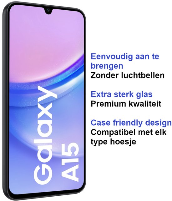 ArmorDrop Full Guard Screenprotector Geschikt Voor Samsung A15 - Gehard Glas - 2 Stuks
