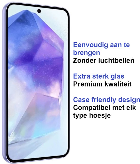 ArmorDrop Full Guard Screenprotector Geschikt Voor Samsung A55 - Gehard Glas - 2 Stuks