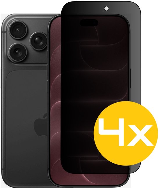 Privacy Screenprotector Geschikt Voor iPhone 18 Pro Max - Volledige Beschermglas - 4 Stuks
