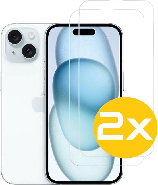 Screenprotector Geschikt Voor iPhone 15 Plus - Glasplaat - Tempered Glass - 2 Stuks