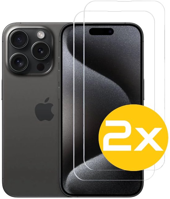 Hoesje en Screenprotector Combi Geschikt Voor iPhone 15 Pro - Anti Shock Hoesje + 2x Screenprotector