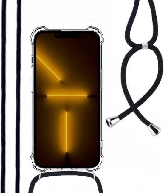 Hoesje Met Koord Geschikt Voor iPhone 13 Mini - Lennexo Shockproof Hoesje Transparant Met Koord