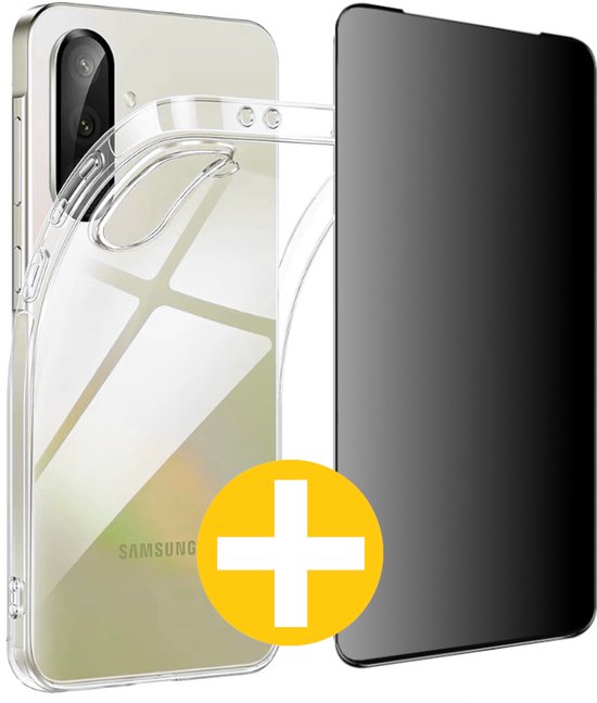 Hoesje en Privacy Screenprotector Combi Geschikt Voor Samsung A17 - Transparant Hoesje + Privacy Glas