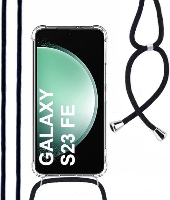 Hoesje Met Koord Geschikt Voor Samsung S23 FE (FAN EDITION) - Lennexo Shockproof Hoesje Transparant Met Koord