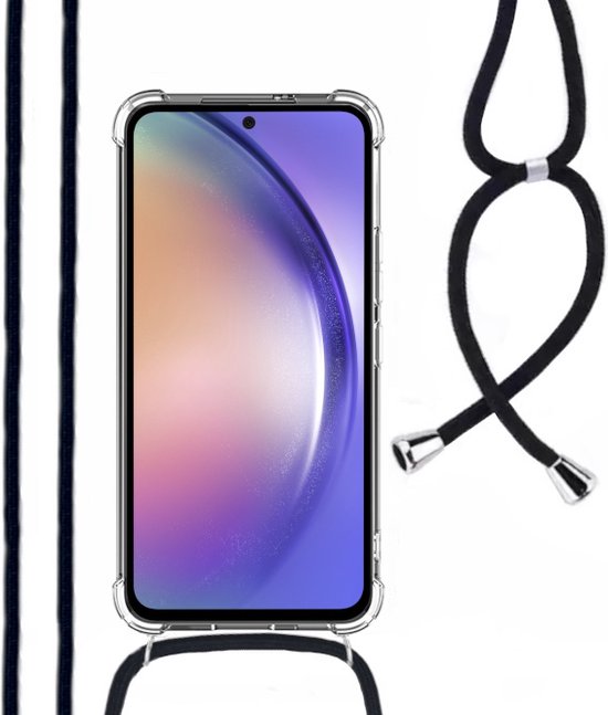 Hoesje Met Koord Geschikt Voor Samsung A54 - Lennexo Shockproof Hoesje Transparant Met Koord