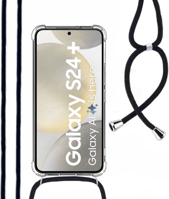 Hoesje Met Koord Geschikt Voor Samsung S24+ (S24 PLUS) - Lennexo Shockproof Hoesje Transparant Met Koord