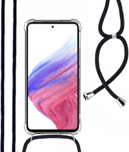 Hoesje Met Koord Geschikt Voor Samsung A53 - Lennexo Shockproof Hoesje Transparant Met Koord