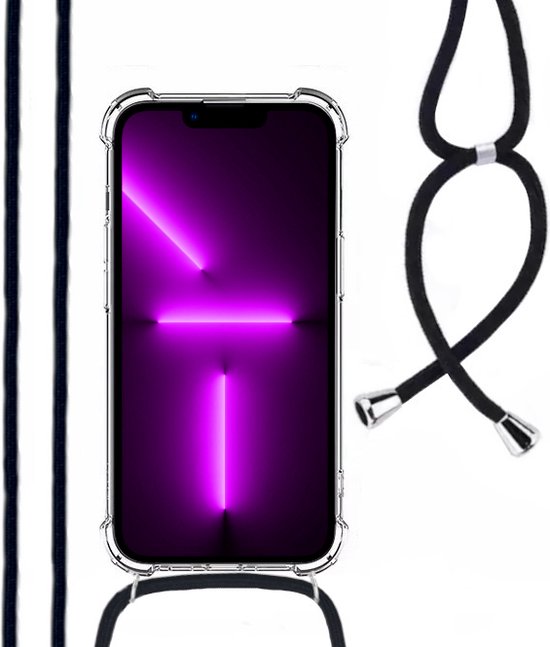 Hoesje Met Koord Geschikt Voor iPhone 13 Pro Max - Lennexo Shockproof Hoesje Transparant Met Koord