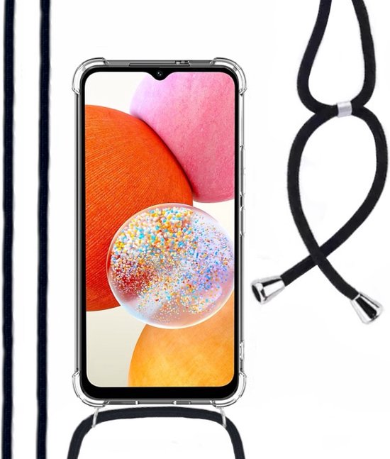 Hoesje Met Koord Geschikt Voor Samsung A14 - Lennexo Shockproof Hoesje Transparant Met Koord