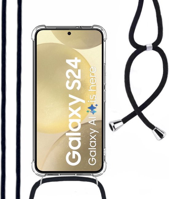 Hoesje Met Koord Geschikt Voor Samsung S24 - Lennexo Shockproof Hoesje Transparant Met Koord