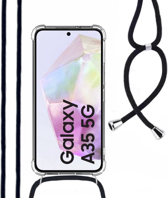 Hoesje Met Koord Geschikt Voor Samsung A35 - Lennexo Shockproof Hoesje Transparant Met Koord