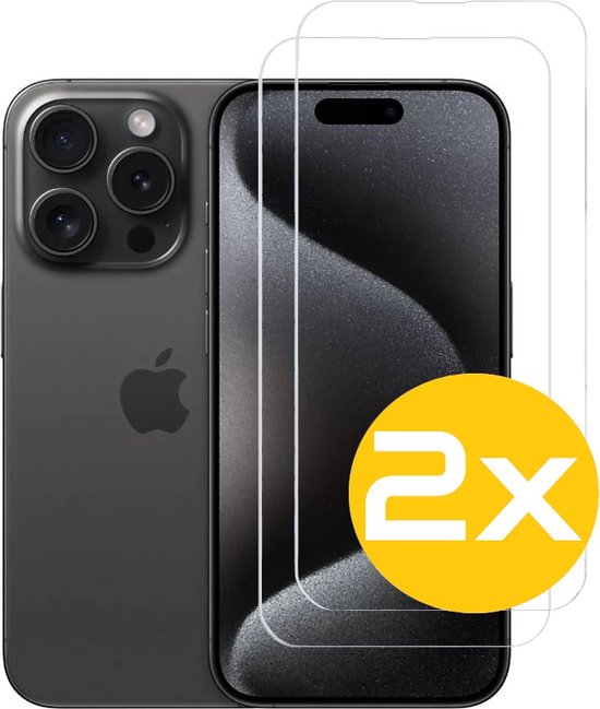 Screenprotector Geschikt Voor iPhone 15 Pro - Glasplaat - Tempered Glass - 2 Stuks