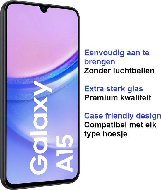 Premium Screenprotector Geschikt Voor Samsung A15 - Gehard Glas - 2 Stuks