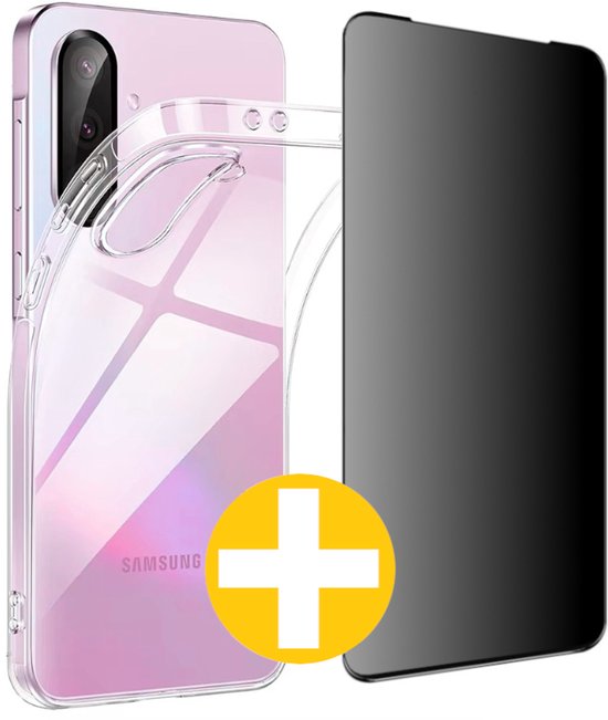 Hoesje en Privacy Screenprotector Combi Geschikt Voor Samsung A56 - Transparant Hoesje + Privacy Glas